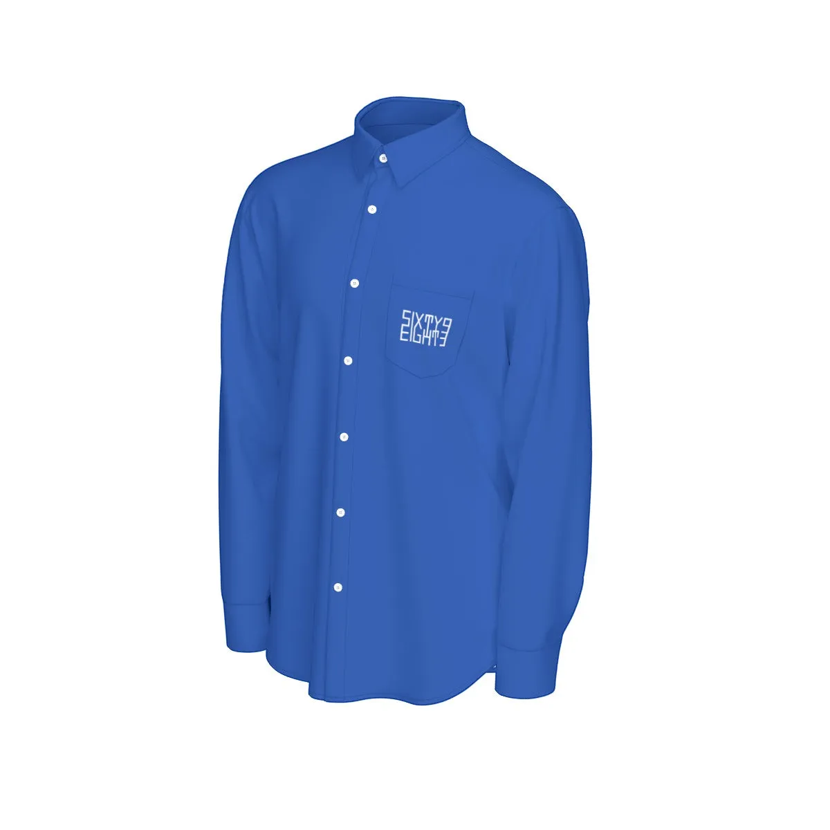 Sixty Eight 93 Logo White Blue Men's Cotton Long Sleeve Shirt