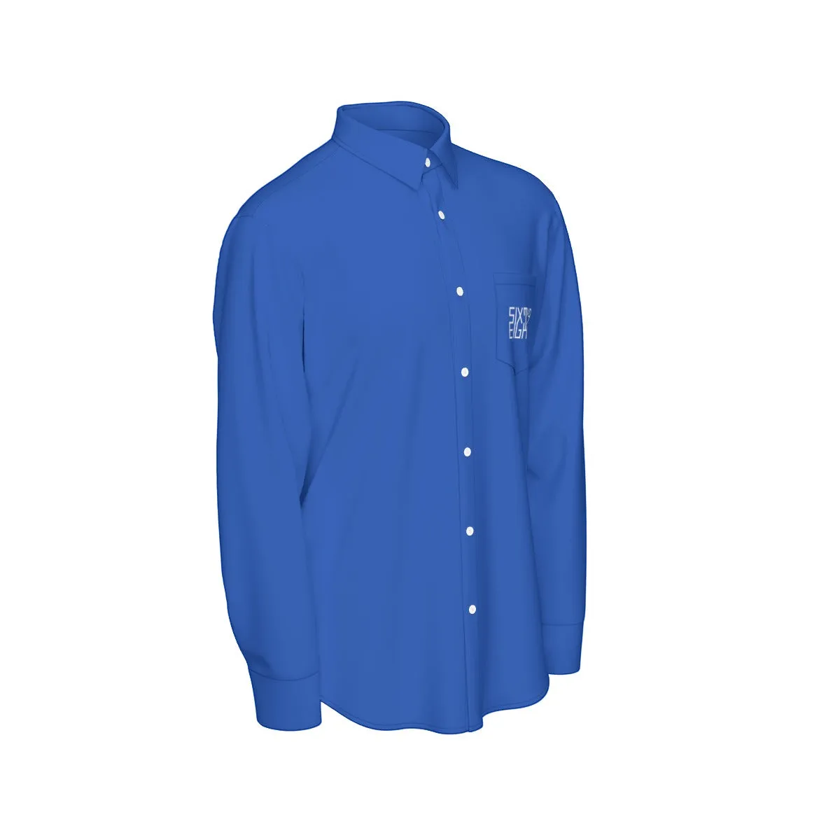 Sixty Eight 93 Logo White Blue Men's Cotton Long Sleeve Shirt