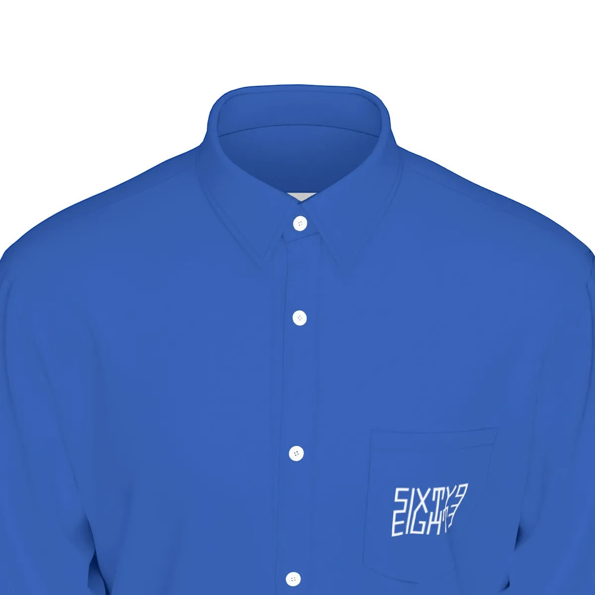 Sixty Eight 93 Logo White Blue Men's Cotton Long Sleeve Shirt