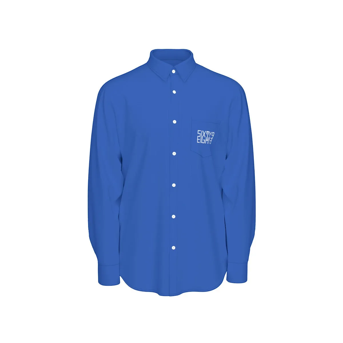 Sixty Eight 93 Logo White Blue Men's Cotton Long Sleeve Shirt