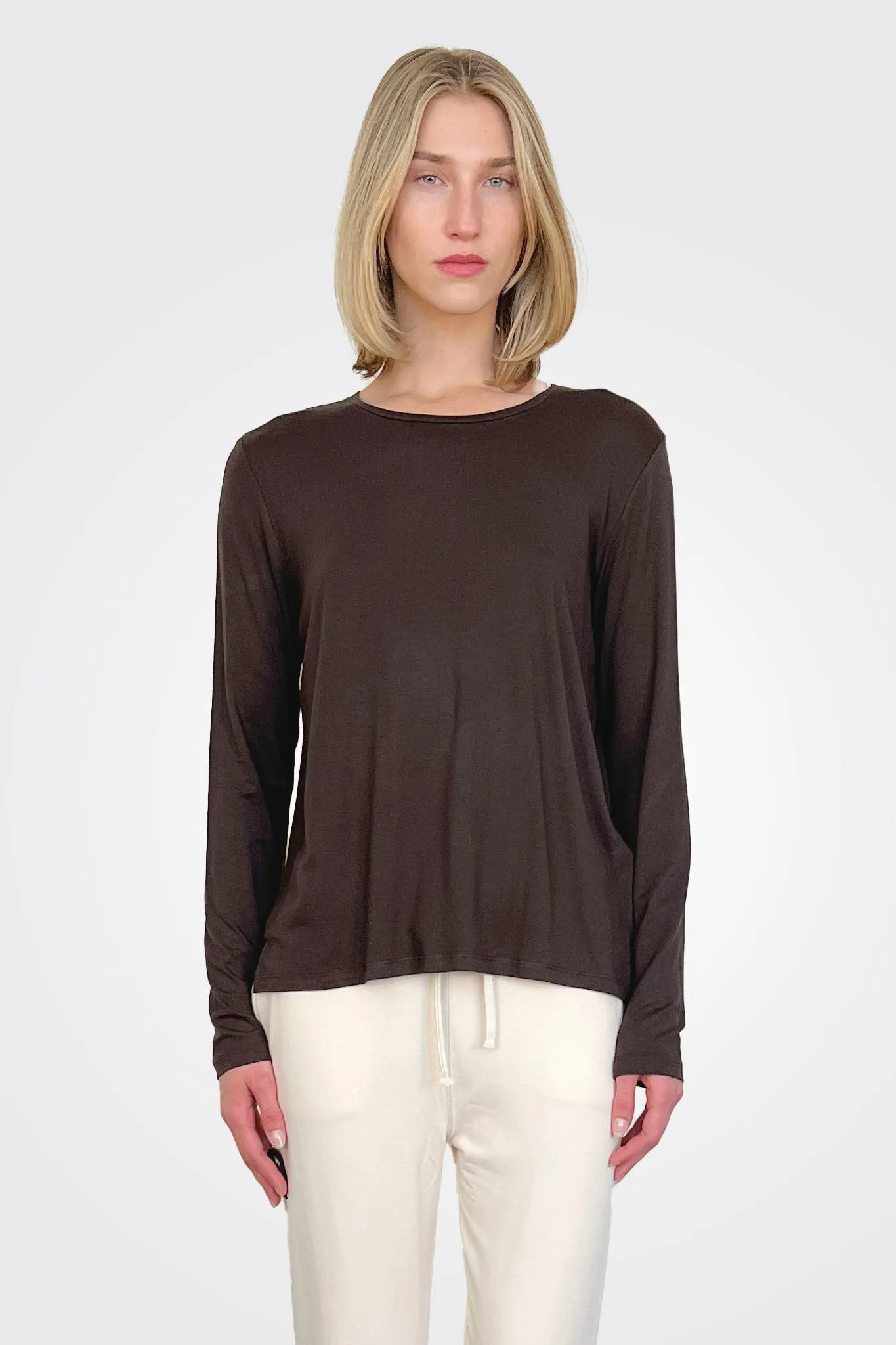 Soft Touch Semi Relaxed Crewneck - Coffee