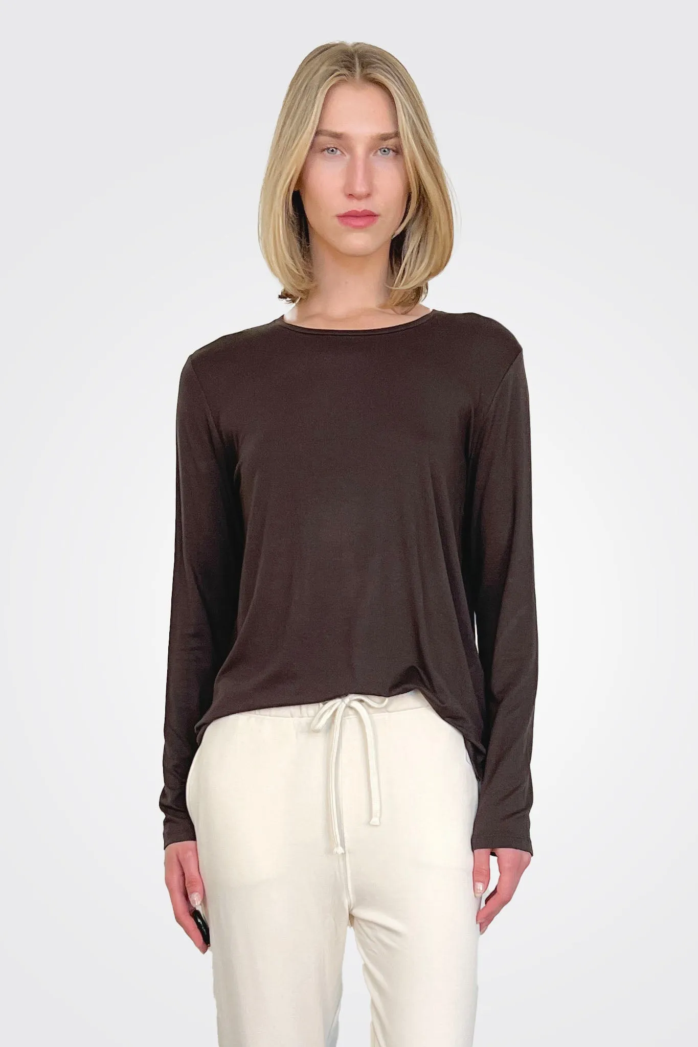 Soft Touch Semi Relaxed Crewneck - Coffee