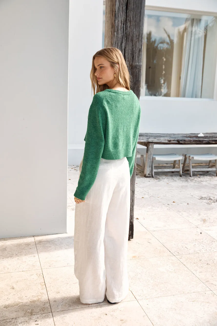Soft Touch Wool Blend Cardigan Green