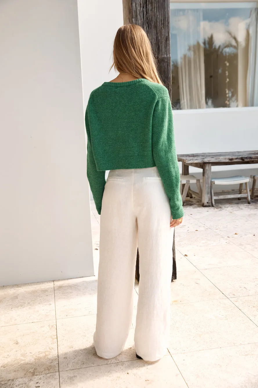 Soft Touch Wool Blend Cardigan Green