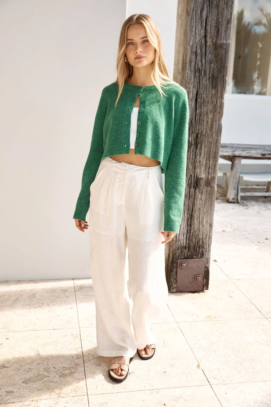 Soft Touch Wool Blend Cardigan Green