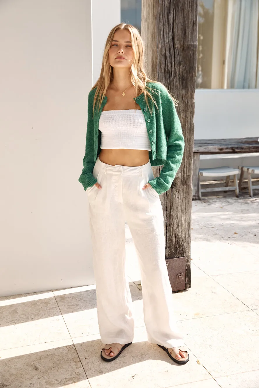 Soft Touch Wool Blend Cardigan Green