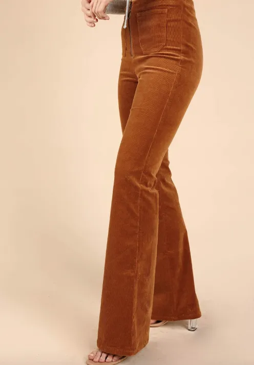Stretch Corduroy 2 Pocket High Waist Flare Pants
