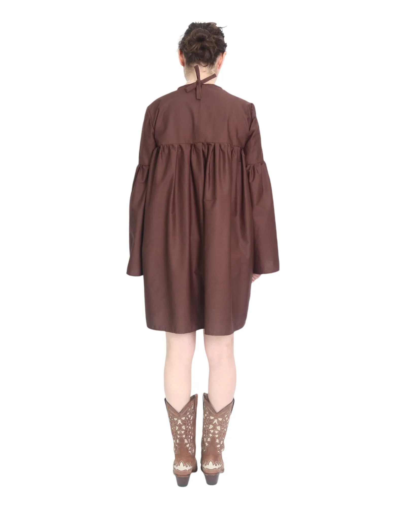 Tiered Knee-Length Dress in Brown