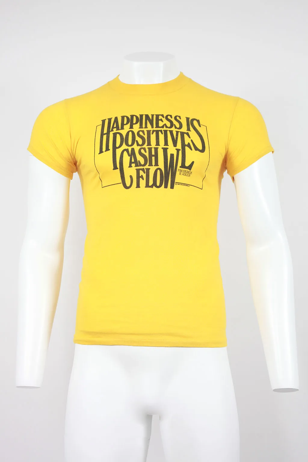 US Printed T-shirt ' Happiness Is Positive Cash Flow' Yellow  - S
