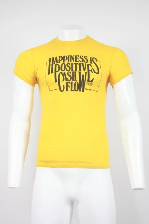 US Printed T-shirt ' Happiness Is Positive Cash Flow' Yellow  - S