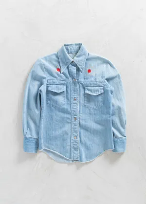 Vintage Embroidered Denim Long Sleeve Button Up Shirt Size 2XS/XS