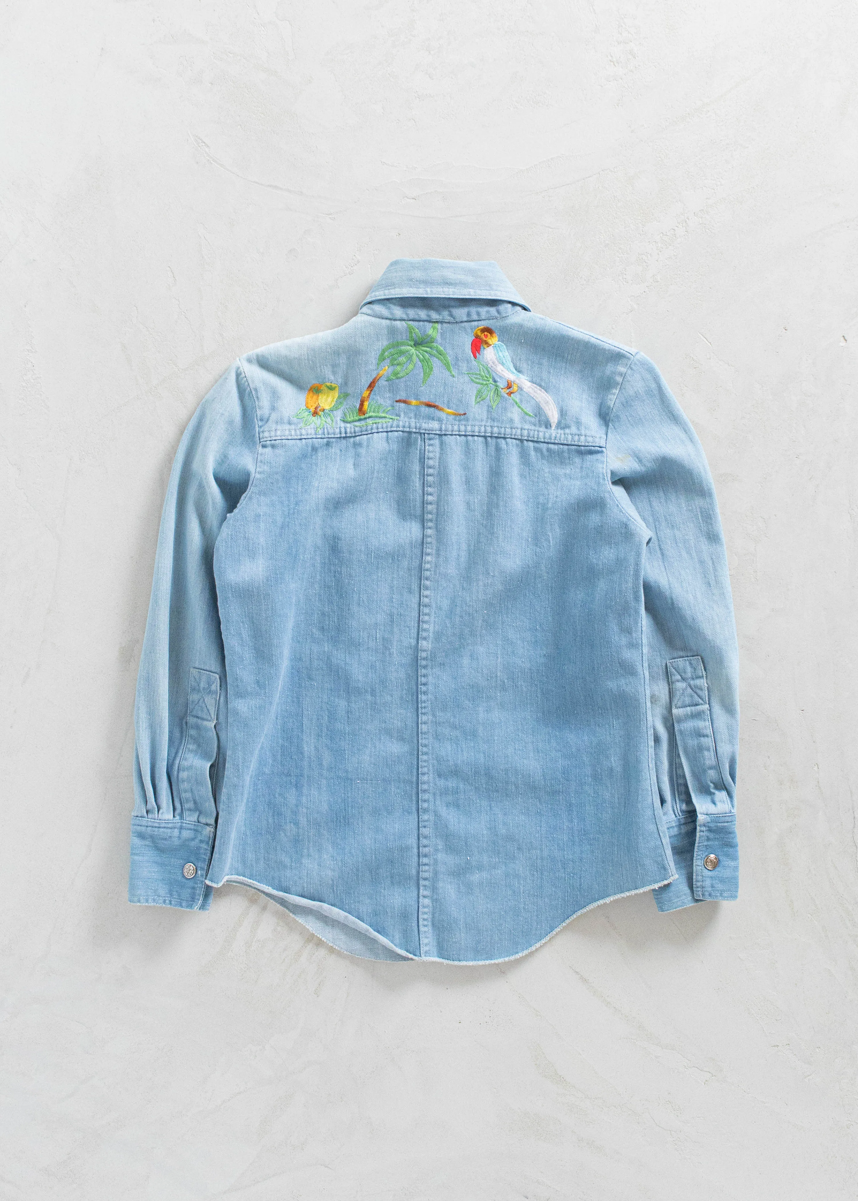 Vintage Embroidered Denim Long Sleeve Button Up Shirt Size 2XS/XS