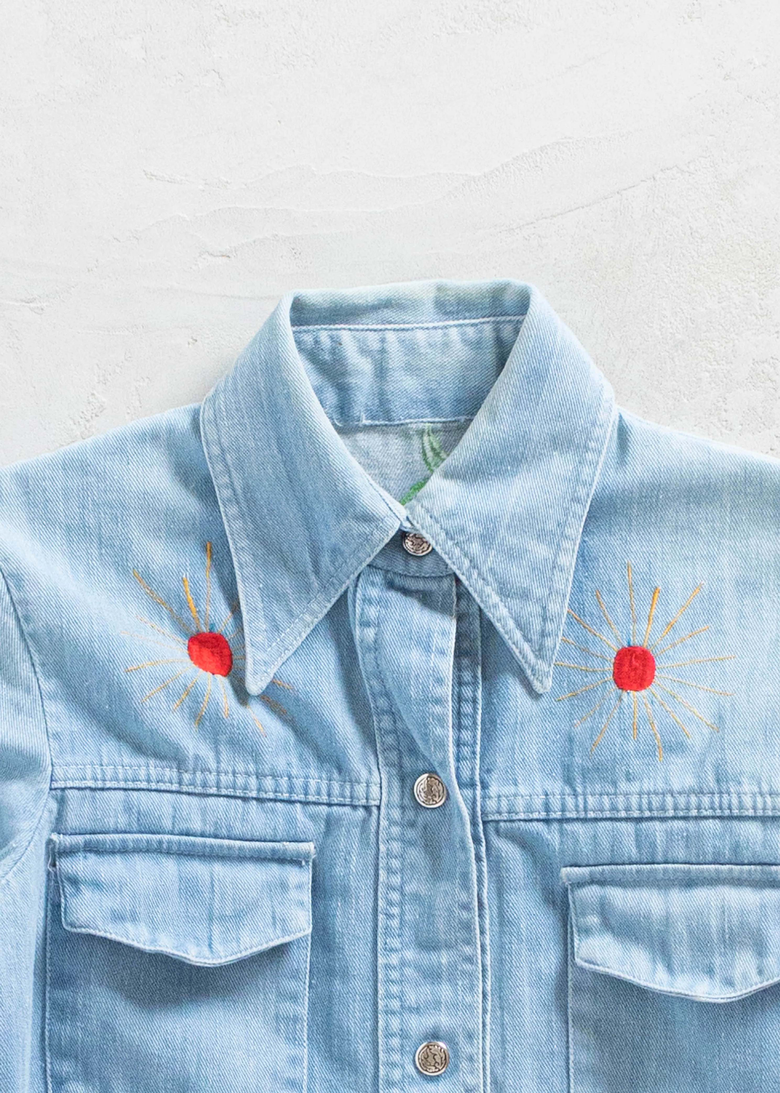 Vintage Embroidered Denim Long Sleeve Button Up Shirt Size 2XS/XS