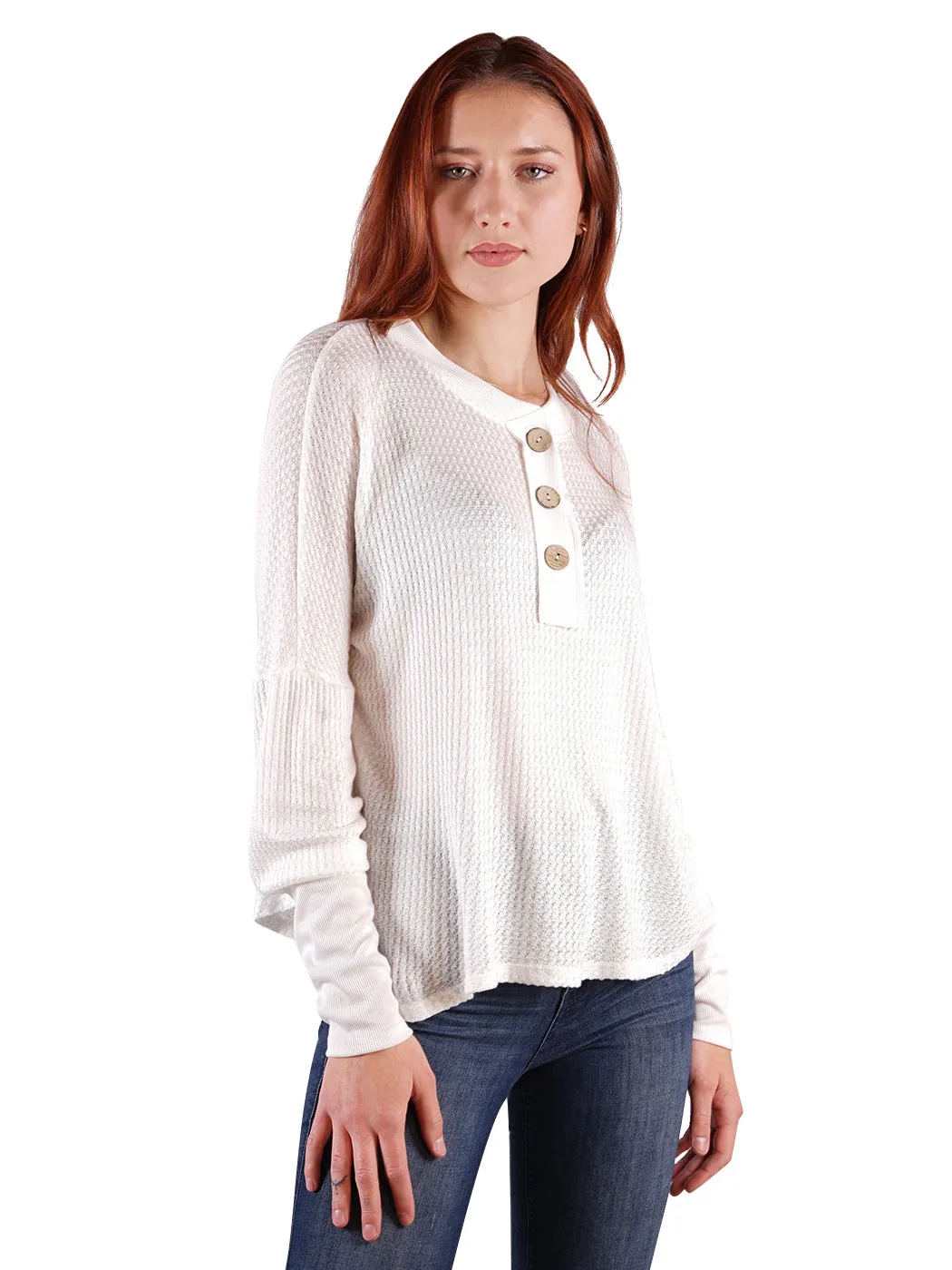 Waffle Button-Up Long Sleeve Shirt