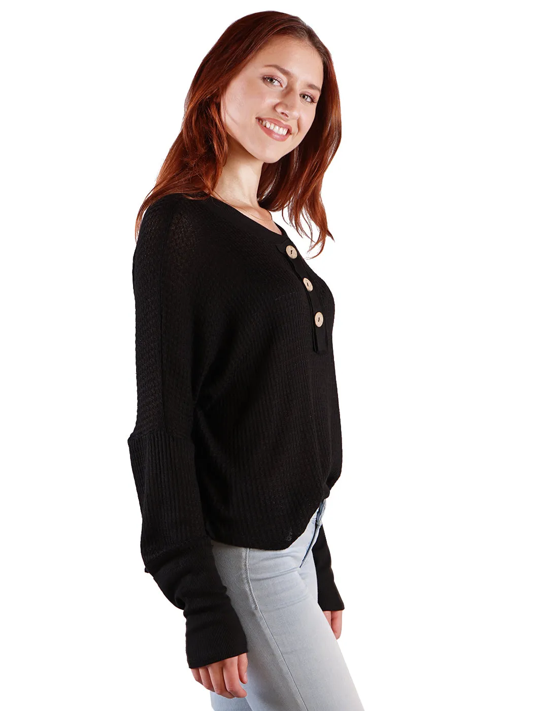 Waffle Button-Up Long Sleeve Shirt