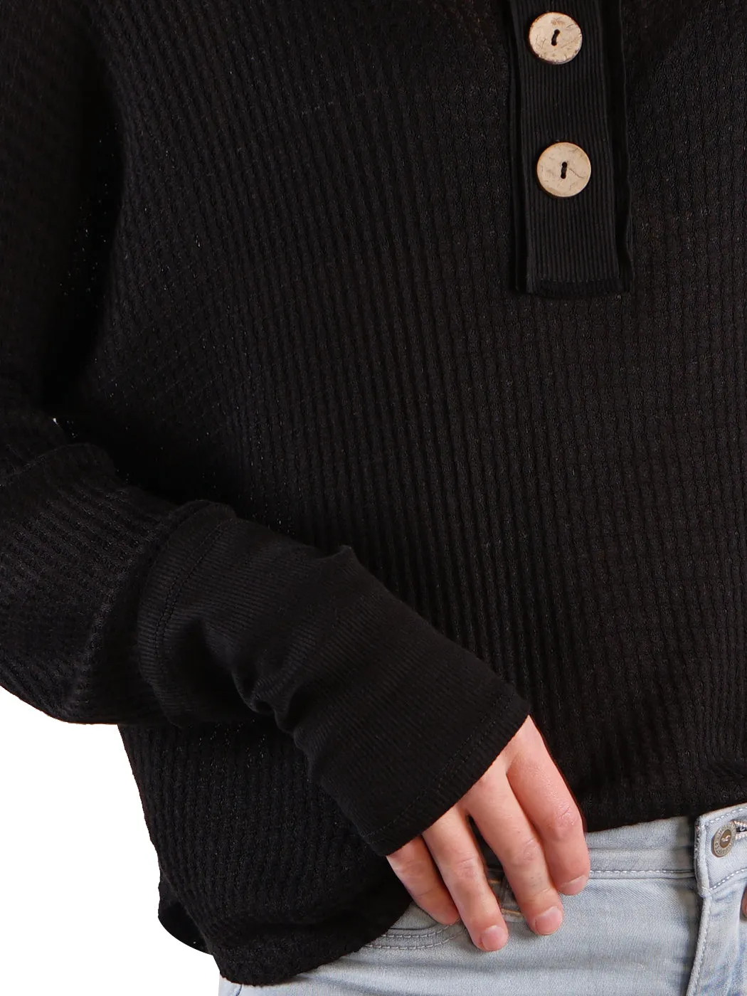 Waffle Button-Up Long Sleeve Shirt