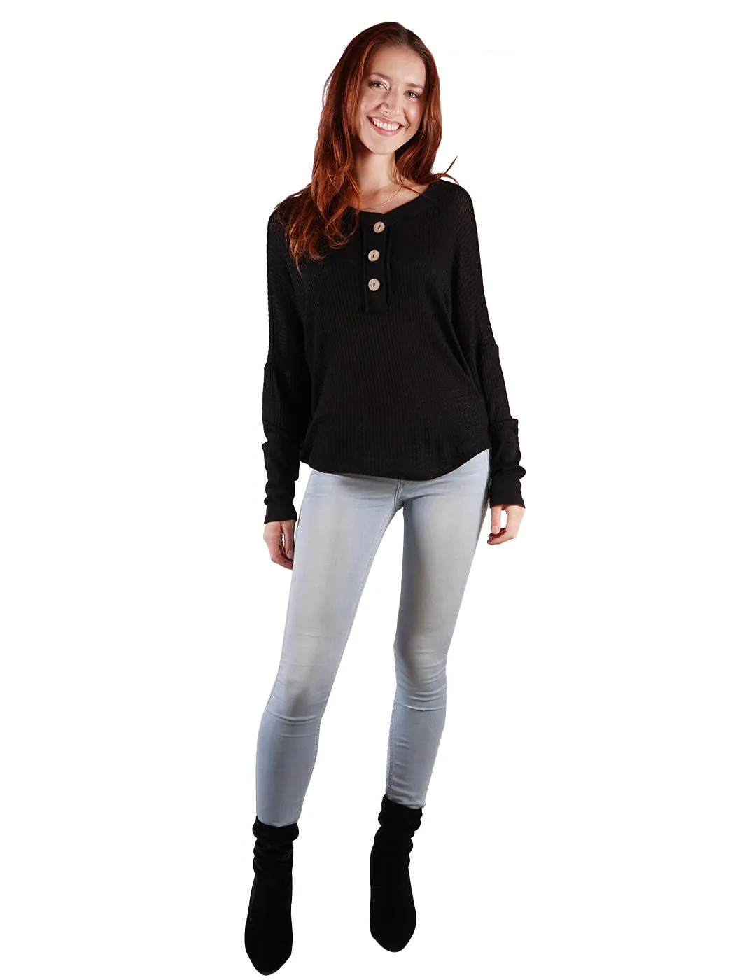 Waffle Button-Up Long Sleeve Shirt