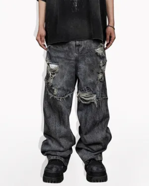 Wasteland Wear Loose Straight Leg Denim Pants