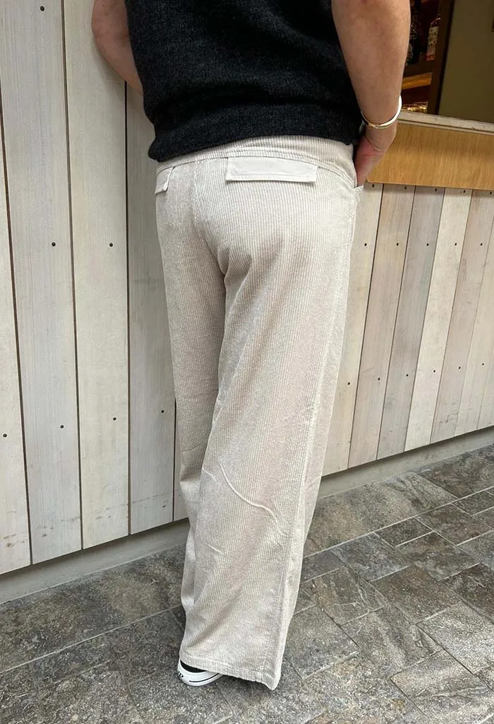 Wide Leg Curdory Pant - Sand