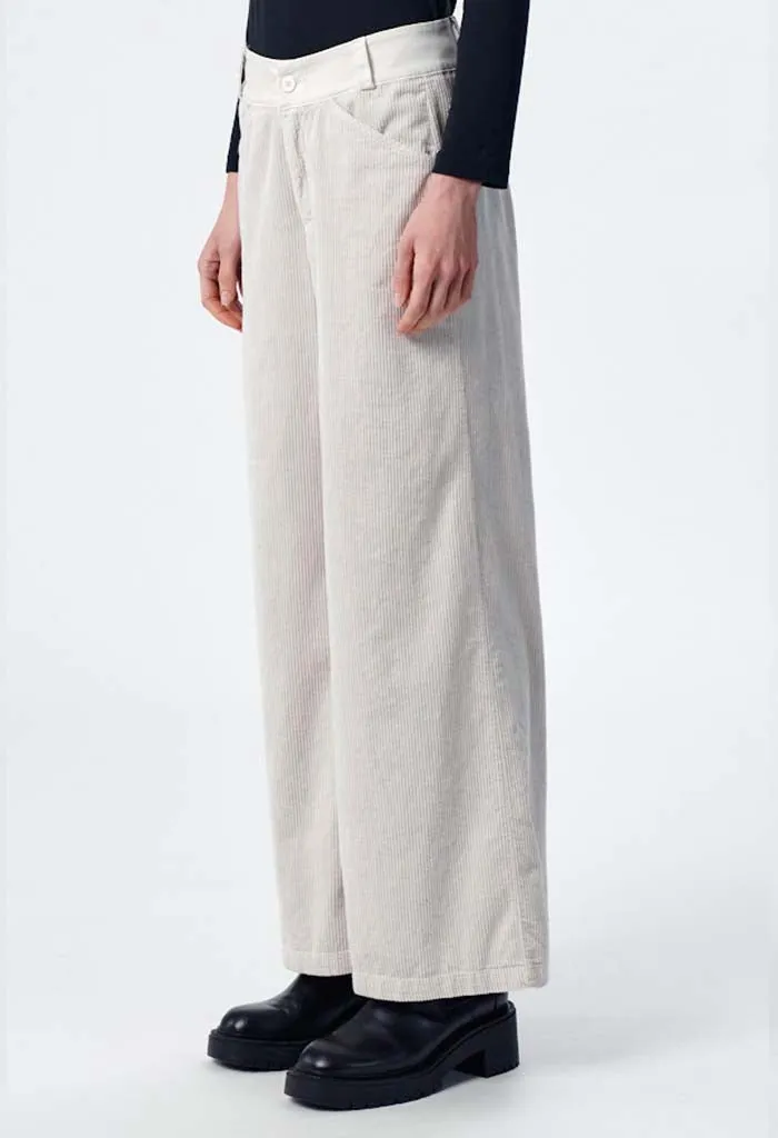 Wide Leg Curdory Pant - Sand