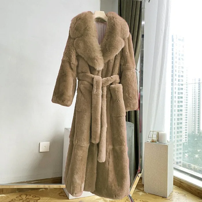 Winter Black Long Faux Fur Coat Long Sleeve Black  5XL Fake Mink Fur Coats Overcoat Women