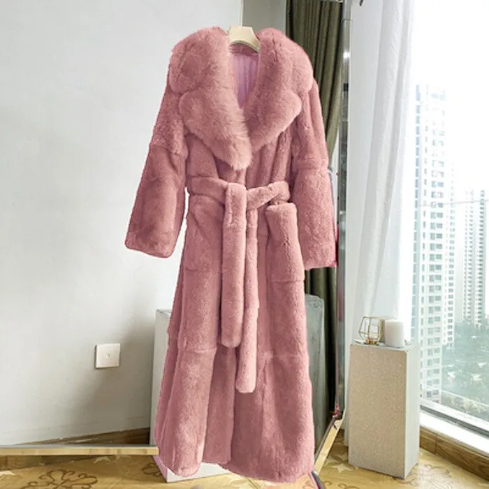 Winter Black Long Faux Fur Coat Long Sleeve Black  5XL Fake Mink Fur Coats Overcoat Women