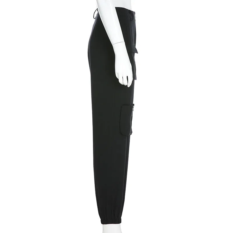 Women's Casual Spandex Loose High-Waist Joggers With Pockets