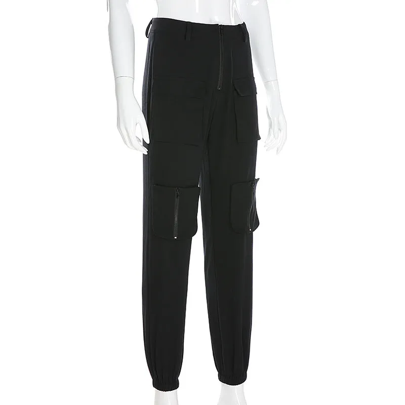 Women's Casual Spandex Loose High-Waist Joggers With Pockets