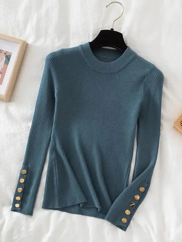 Womens Thick Casual Autumn Winter O-Neck Chic Slim Fit Pullover Sweater