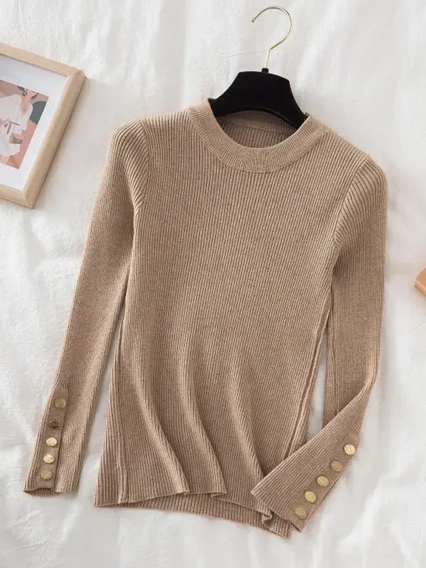 Womens Thick Casual Autumn Winter O-Neck Chic Slim Fit Pullover Sweater