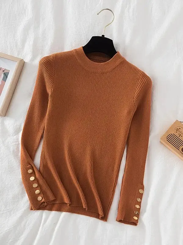 Womens Thick Casual Autumn Winter O-Neck Chic Slim Fit Pullover Sweater