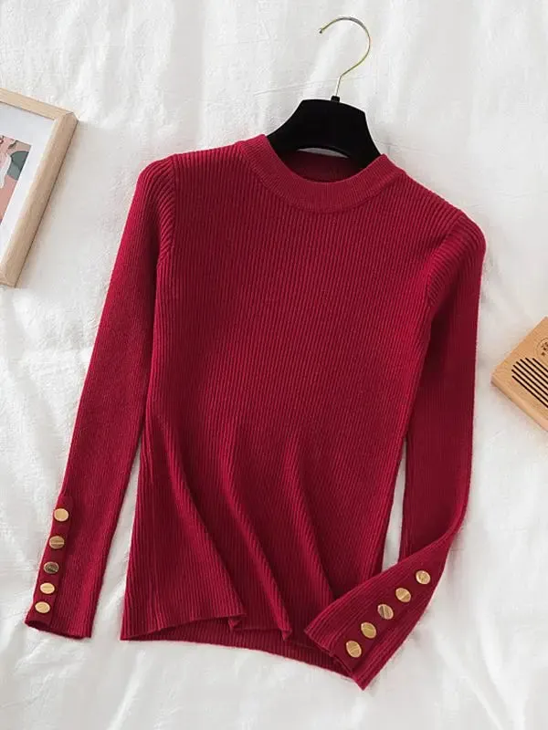 Womens Thick Casual Autumn Winter O-Neck Chic Slim Fit Pullover Sweater