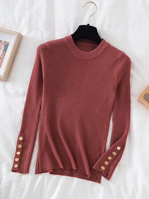Womens Thick Casual Autumn Winter O-Neck Chic Slim Fit Pullover Sweater