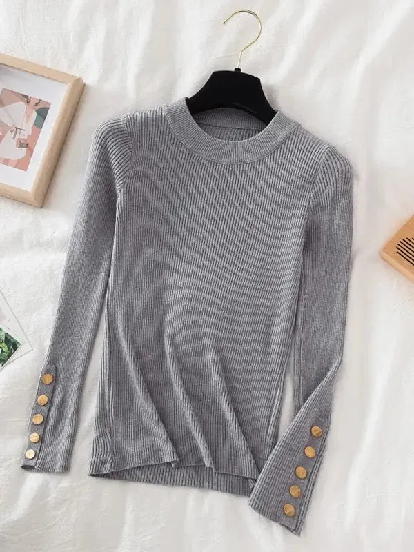 Womens Thick Casual Autumn Winter O-Neck Chic Slim Fit Pullover Sweater