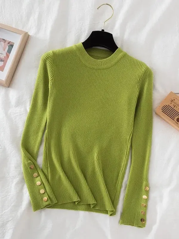 Womens Thick Casual Autumn Winter O-Neck Chic Slim Fit Pullover Sweater