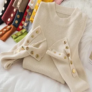 Womens Thick Casual Autumn Winter O-Neck Chic Slim Fit Pullover Sweater