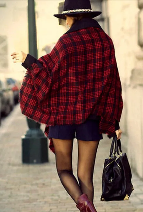 Women's Winter Red Plaid Warm Cashmere Scarf