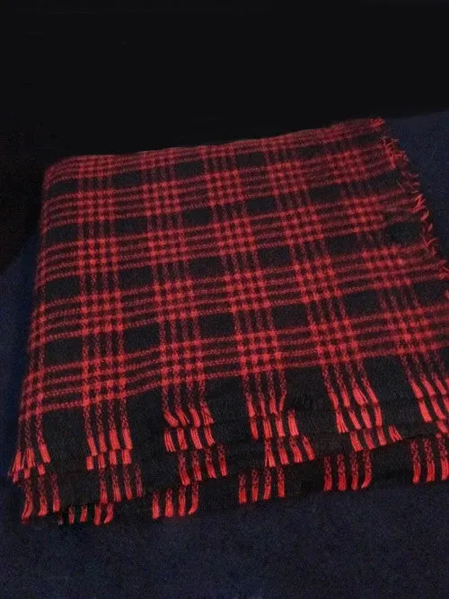 Women's Winter Red Plaid Warm Cashmere Scarf
